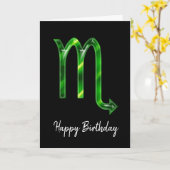 Green Scorpio Sign Birthday Kaart (Gele Bloem)