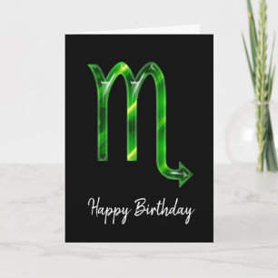 Green Scorpio Sign Birthday Kaart