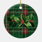 Green Scottish Plaid | Onze eerste kerstfoto Keramisch Ornament (Achterkant)
