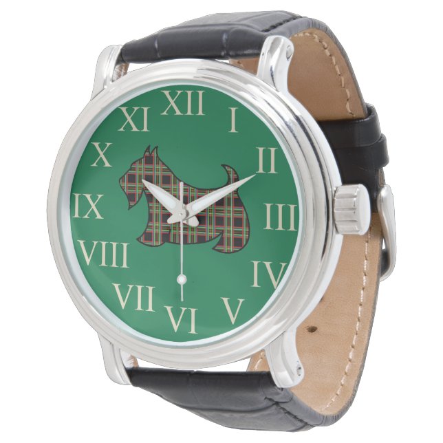 Green Scottish Terrier Watch Gift Horloge (Gekanteld)