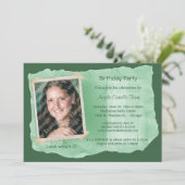 Green Scrapbook Photo Surprise Party Invite Kaart (Staand voorkant)