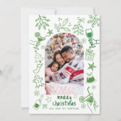 Green Scribbly Glitter Drawings Merry Christmas  Kaart (Voorkant)