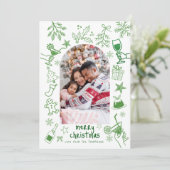 Green Scribbly Glitter Drawings Merry Christmas  Kaart (Staand voorkant)