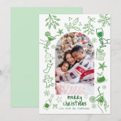 Green Scribbly Glitter Drawings Merry Christmas  Kaart (Voorkant / Achterkant)