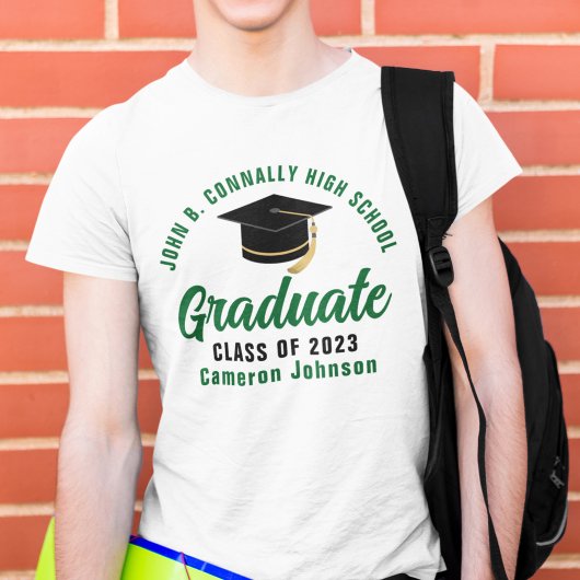Green Script Afstuderen gepersonaliseerd Afstudere T-shirt