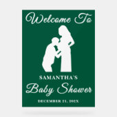 Green Script Christmas Baby shower Welkom Acryl Bord (Voorkant)