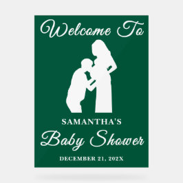 Green Script Christmas Baby shower Welkom Acryl Bord