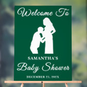 Green Script Christmas Baby shower Welkom Acryl Bord (Neutraal)