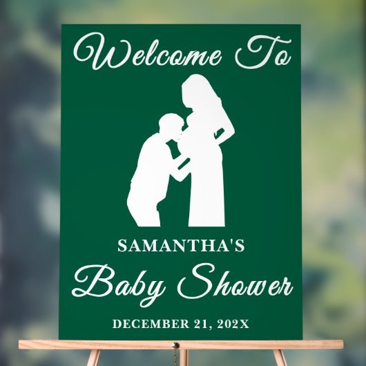 Green Script Christmas Baby shower Welkom Acryl Bord (Neutraal)