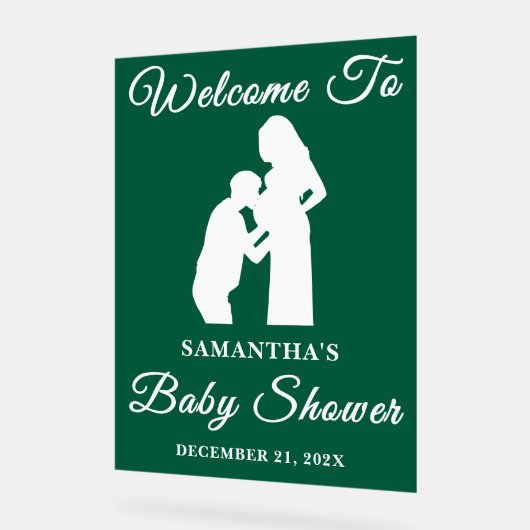 Green Script Christmas Baby shower Welkom Acryl Bord (Hoek)