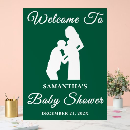Green Script Christmas Baby shower Welkom Acryl Bord (Huwelijk)
