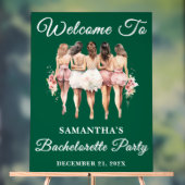 Green Script Christmas Bachelorette Party Welkom Acryl Bord (Neutraal)