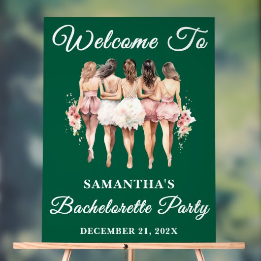 Green Script Christmas Bachelorette Party Welkom Acryl Bord (Neutraal)