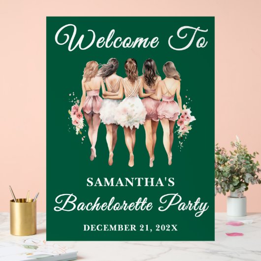 Green Script Christmas Bachelorette Party Welkom Acryl Bord (Huwelijk)