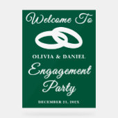 Green Script Christmas Engagement Party Welkom Acryl Bord (Voorkant)