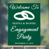 Green Script Christmas Engagement Party Welkom Acryl Bord (Neutraal)