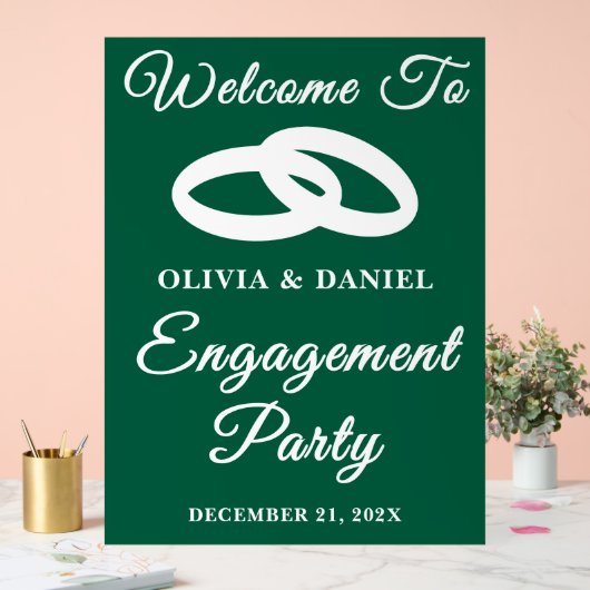 Green Script Christmas Engagement Party Welkom Acryl Bord (Huwelijk)