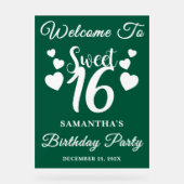 Green Script Christmas Sweet 16 Verjaardag Welkom Acryl Bord (Voorkant)