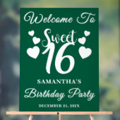 Green Script Christmas Sweet 16 Verjaardag Welkom Acryl Bord (Neutraal)