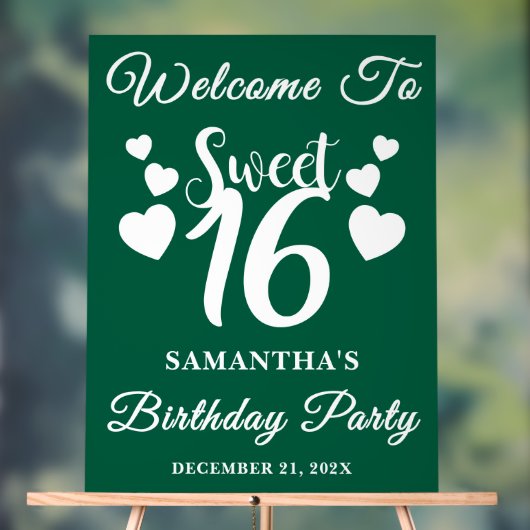 Green Script Christmas Sweet 16 Verjaardag Welkom Acryl Bord (Neutraal)