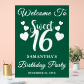 Green Script Christmas Sweet 16 Verjaardag Welkom Acryl Bord (Huwelijk)