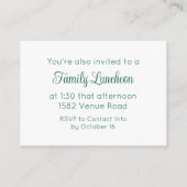 Green Script Temple Sealing & Meal Invitation Informatiekaartje (Achterkant)