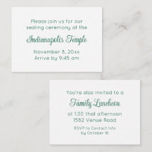 Green Script Temple Sealing & Meal Invitation