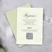 Green Script Wedding QR Code RSVP Elegant  Informatiekaartje