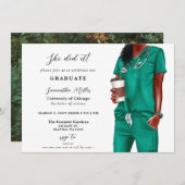 Green scrubs verpleegster foto ze deed het Afstude Kaart (Voorkant / Achterkant)