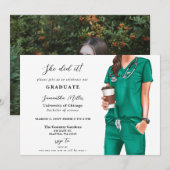 Green scrubs verpleegster foto ze deed het Afstude Kaart (Voorkant / Achterkant)