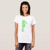 Green Seahorse on White T-shirt (Voorkant volledig)