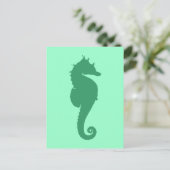 Green Seahorse Silhouette Briefkaart (Staand voorkant)