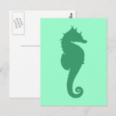 Green Seahorse Silhouette Briefkaart (Voorkant / Achterkant)