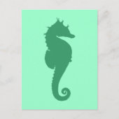 Green Seahorse Silhouette Briefkaart (Voorkant)