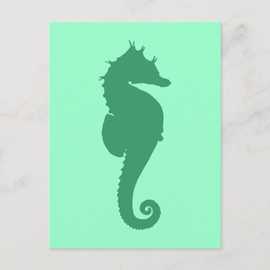 Green Seahorse Silhouette Briefkaart (Voorkant)