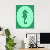 Green Seahorse Silhouette Poster (Thuiskantoor)