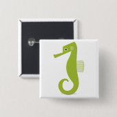 Green Seahorse Vierkante Button 5,1 Cm (Voorkant /achterkant)