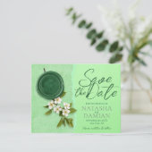 Green Seal Save the Wedding Date Invitation Kaart (Staand voorkant)