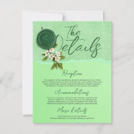 Green Seal Wedding Details Card Kaart
