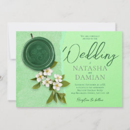 Green Seal Wedding Invitation Kaart