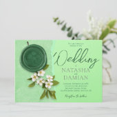 Green Seal Wedding Invitation Kaart (Staand voorkant)