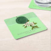 Green Seal Wedding Paper Coaster Kartonnen Onderzetters (Schuin)