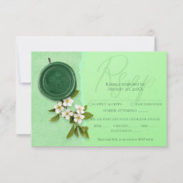 Green Seal Wedding Response Card RSVP Kaartje