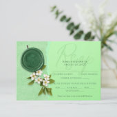 Green Seal Wedding Response Card RSVP Kaartje (Staand voorkant)
