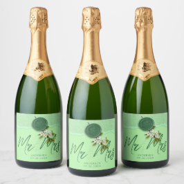 Green Seal Wedding Wine Label Sparkling Wine Labe Sparkling Wijnetiket