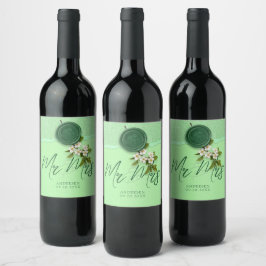 Green Seal Wedding Wine Label Wijn Etiket