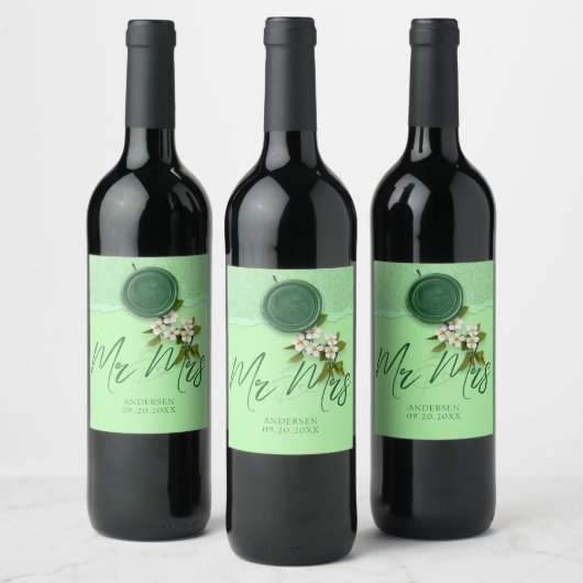 Green Seal Wedding Wine Label Wijn Etiket (Flessen)