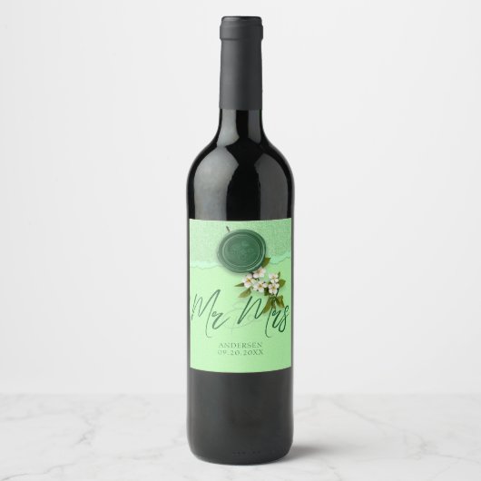 Green Seal Wedding Wine Label Wijn Etiket (Voorkant)