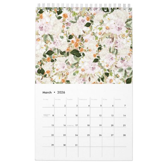 Green Seamless Floral Pattern Kalender (Mar 2026)
