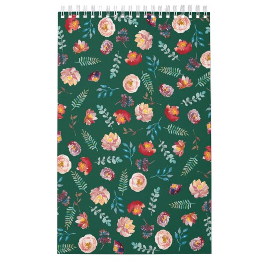 Green Seamless Floral Pattern Kalender (Hoes)